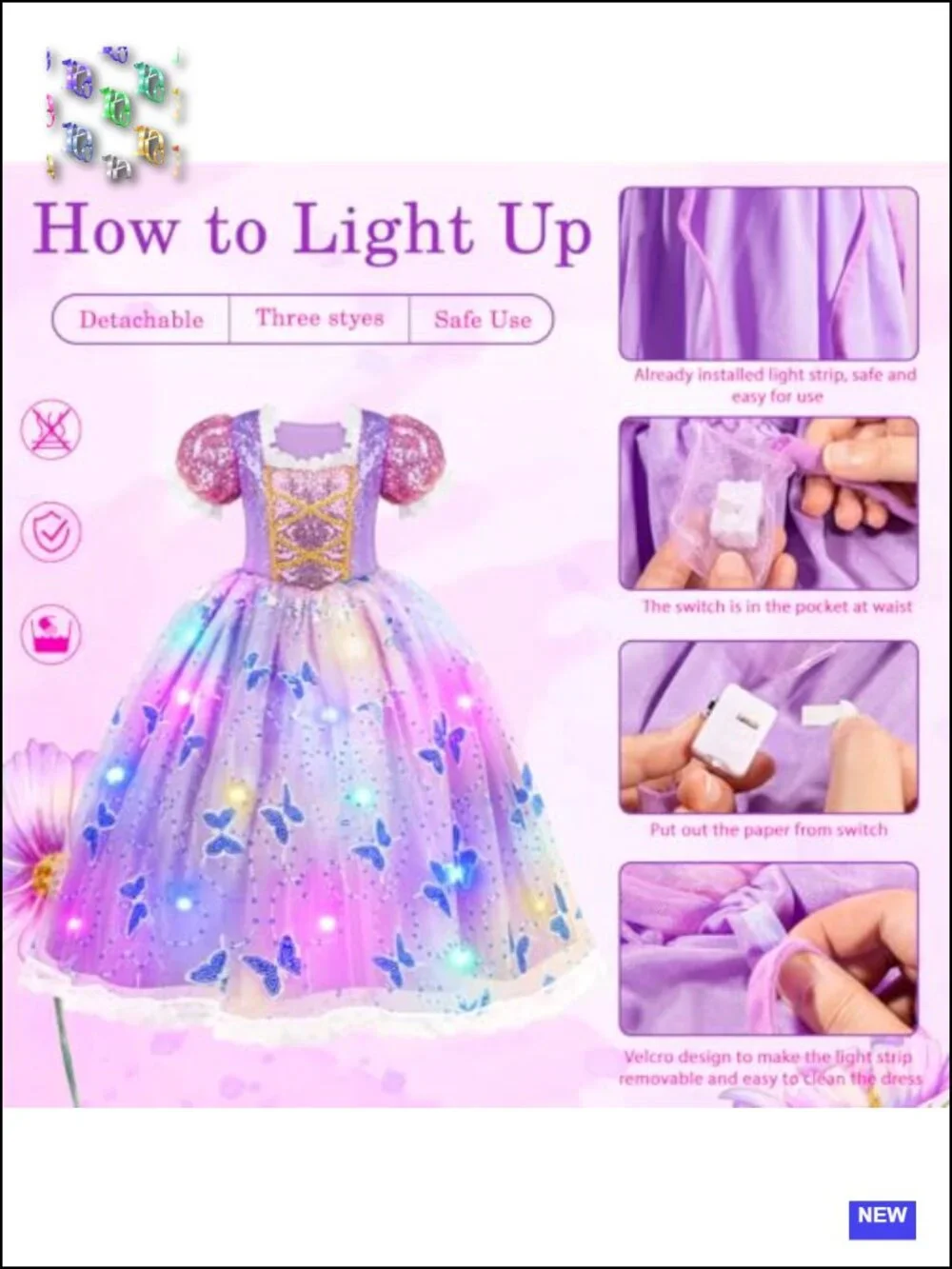 Girls Light Up Princess Dress Costume with Accessories
